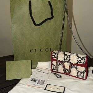 Gucci Tween Super Mini Red and Cream Dionysus Bag